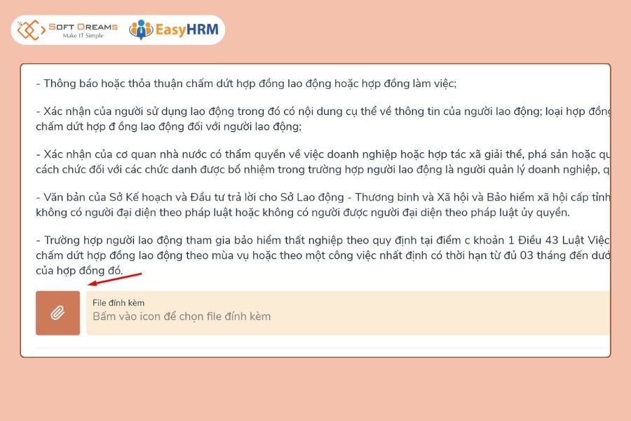 Tải hồ sơ đính kèm đúng với quy định