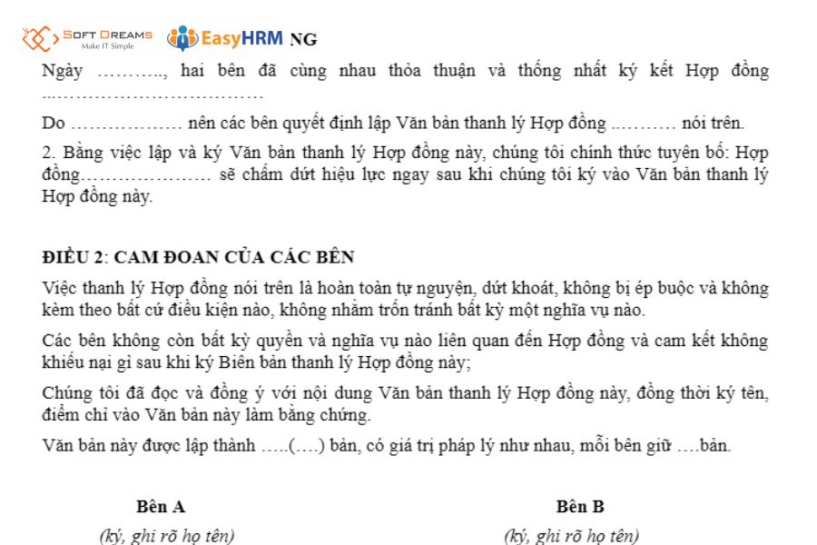 Cách viết biên bản thanh lý hợp đồng