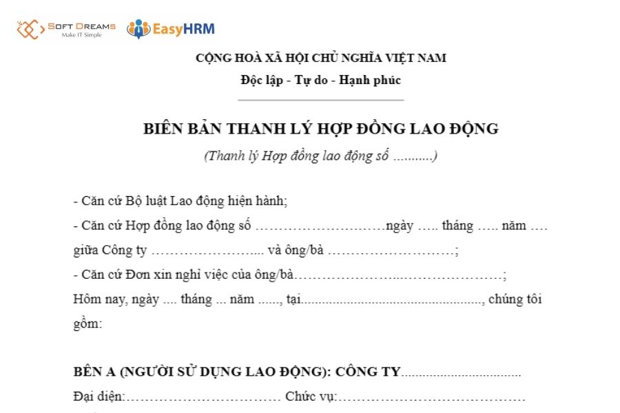 Mẫu biên bản thanh lý hợp đồng lao động mới nhất