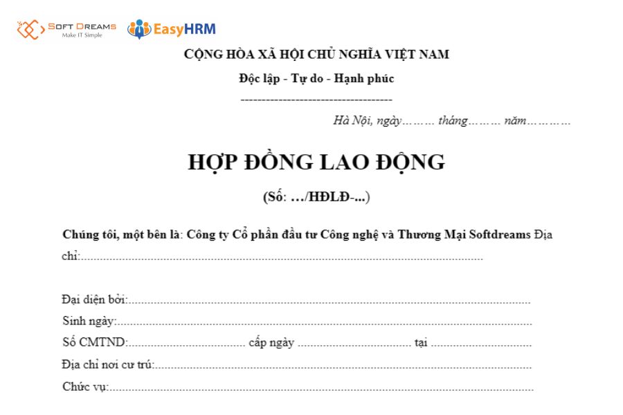 Mẫu hợp đồng lao động có thời hạn
