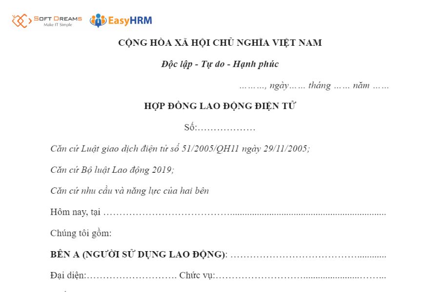 Mẫu hợp đồng lao động điện tử mới nhất