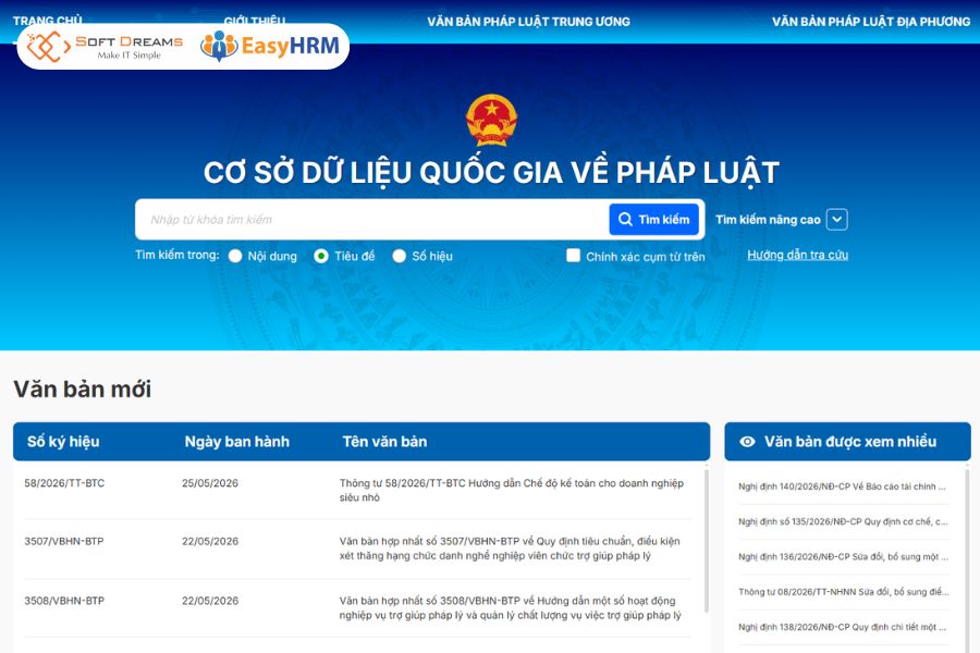 Tải mẫu ở Cổng văn bản pháp luật quốc gia