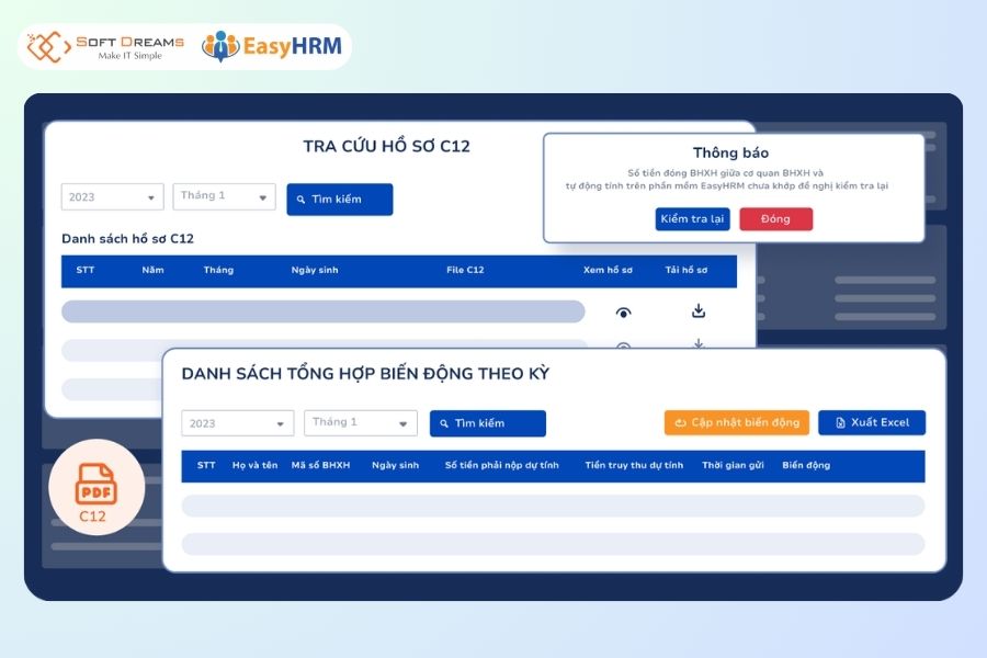 EasyHRM phần mềm BHXH liên thông với dữ liệu nhân sự