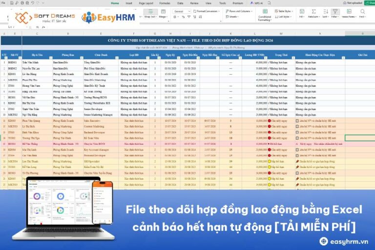 File theo dõi hợp đồng lao động bằng Excel có cảnh báo hết hạn tự động [TẢI MIỄN PHÍ]