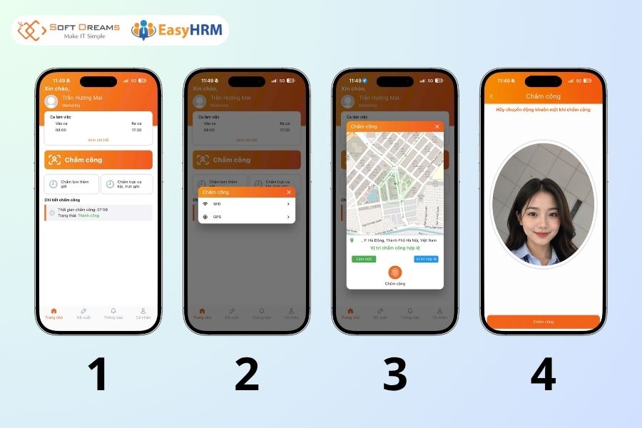 Hướng dẫn sử dụng app chấm công EasyHRM
