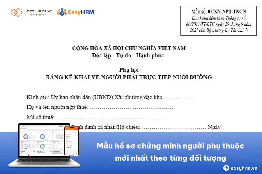 Hồ sơ chứng minh người phụ thuộc giảm trừ gia cảnh mới nhất