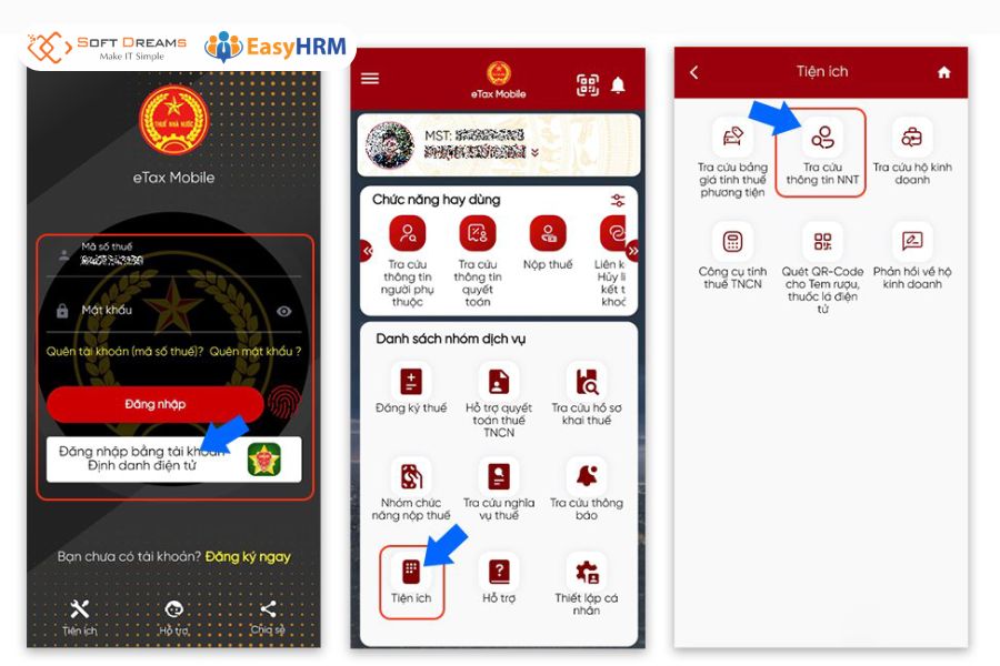 Tra mã số thuế cá nhân qua eTax Mobile