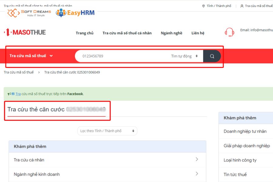 Tra cứu mã số thuế cá nhân trên website masothue