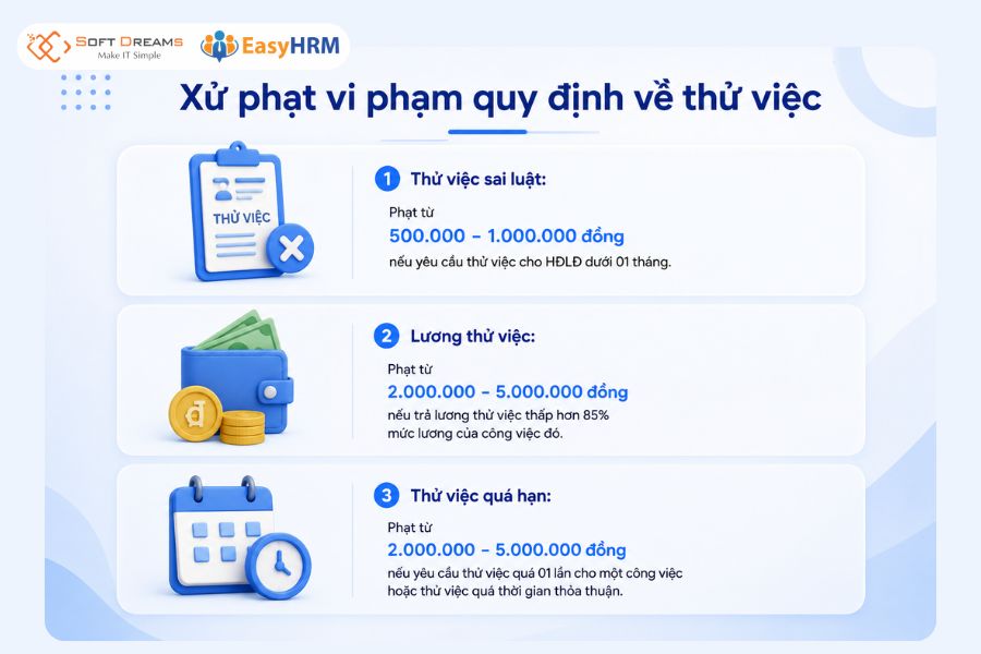 Xử phạt vi phạm quy định về thử việc