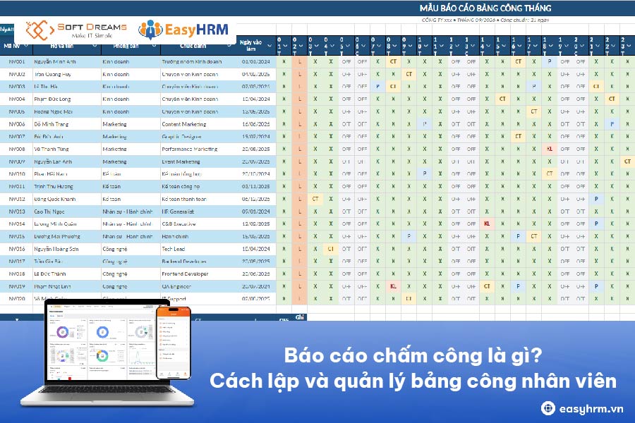 Báo cáo chấm công là gì? Cách lập và quản lý bảng công nhân viên