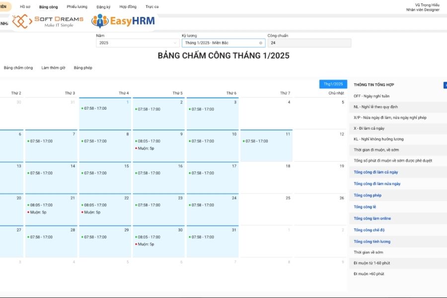 EasyHRM phần mềm chấm công tính lương giá rẻ dễ dùng