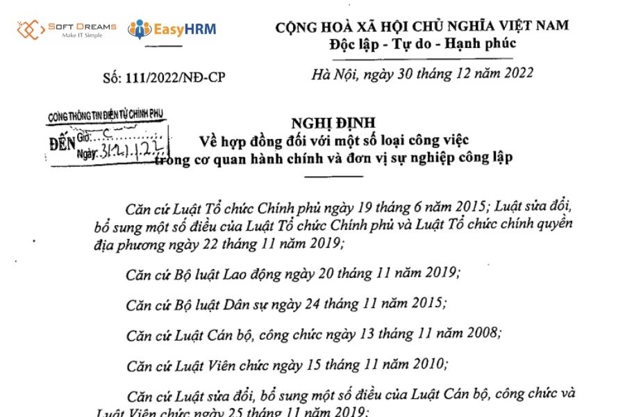 Nghị định 111 về hợp đồng