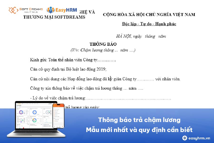 Thông báo trả chậm lương: Mẫu mới nhất và quy định cần biết