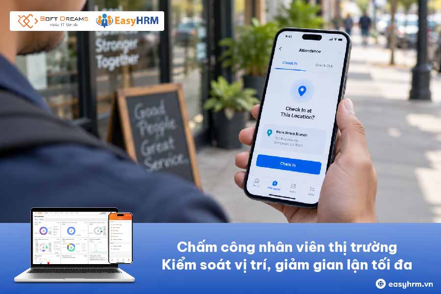 Chấm công nhân viên thị trường: Kiểm soát vị trí, giảm gian lận tối đa