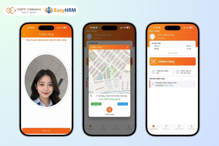 Chấm công nhân viên thị trường với EasyHRM