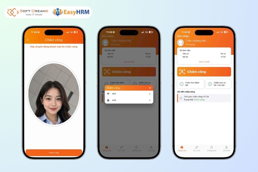 Chấm công nhanh chính xác với EasyHRM