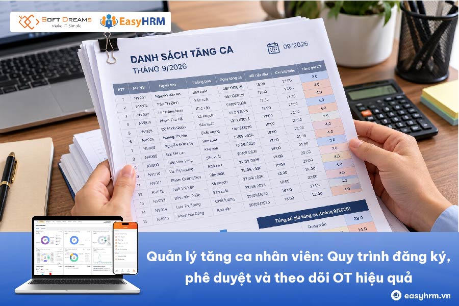 Quản lý tăng ca nhân viên: Quy trình đăng ký, phê duyệt và theo dõi OT hiệu quả