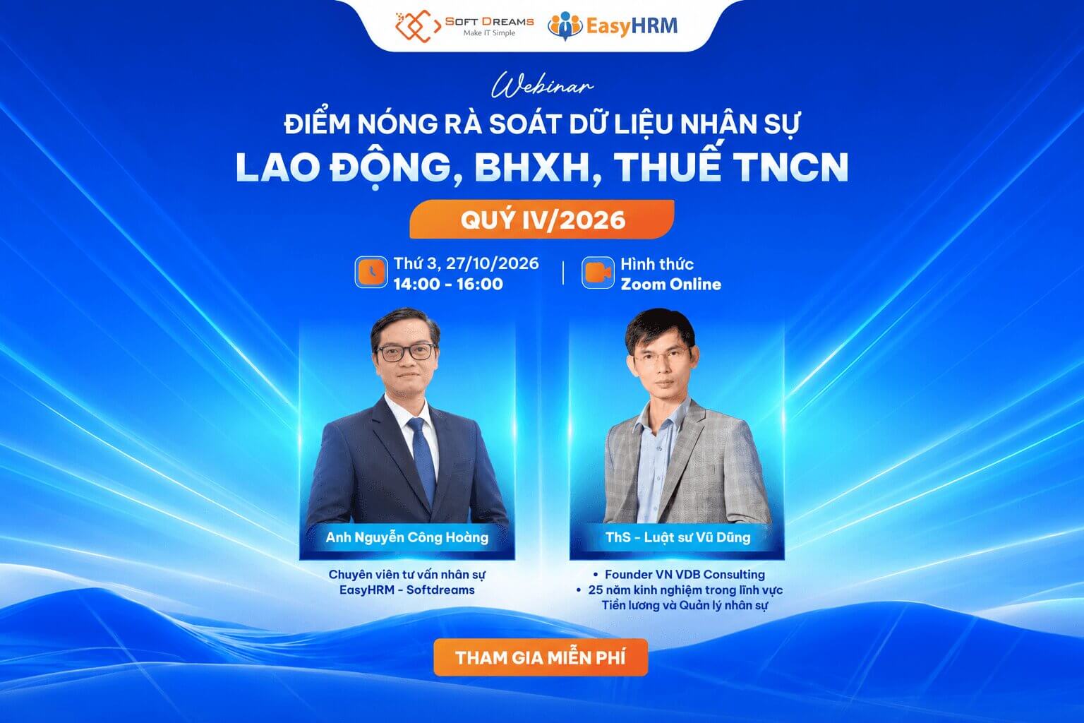 Webinar Điểm nóng rà soát dữ liệu nhân sự, lao động, BHXH, Thuế TNCN Quý IV2026